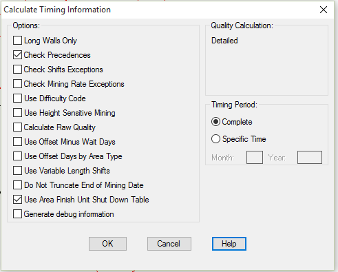 Calculate Timing Options
